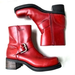 Vintage Durango Harness Ankle Boots Genuine Leather Made in Brazil Red Sz 10 Zip